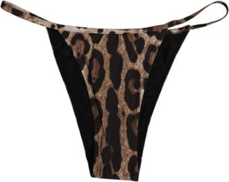 Dolce & Gabbana Brown Leopard Triangle Tanga Panty Womens Underwear