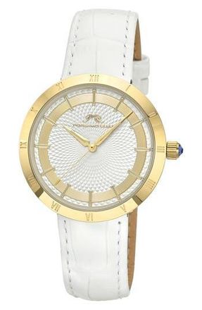 Porsamo Bleu Monroe Leather Strap Watch in White Gold Tone at Nordstrom Rack