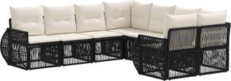 vidaXL Conjunto De Sof&aacute;s De Jard&iacute;n 8 Uds. 8-n&uacute;mero De Plazas Negro Vidaxl