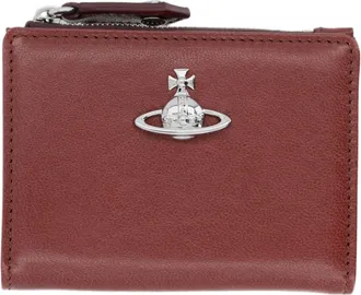 Vivienne Westwood Compact Brown Calfskin Wallet With Zip-Around Closure