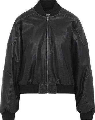 Maison Margiela Cropped Bomberjack - Dames - Bomber jackets - Zwart - S - Leer - Jassen