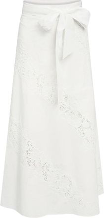 Twin-Set Midi A-line Skirt with Lace Inserts