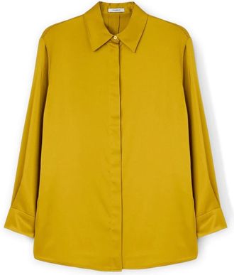 Motivi Satijnen blouse - Dames - Overhemden - Geel - XS - Satijn - Overhemden