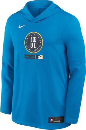 Nike Philadelphia Phillies City Connect Nike Mens Dri-FIT MLB Long-Sleeve Hooded Top in Blue | 03B944IPP-Z4C