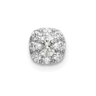 Diamond2Deal 14K White Gold Lab Grown Diamond Cushion Halo Pendant (0.35ct, VS, G-H)
