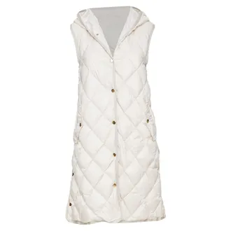 Max Mara quilted hooded light grey winter vest