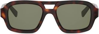 Celine 3 Dots 53mm Pilot Sunglasses in Dark Havana /Green at Nordstrom