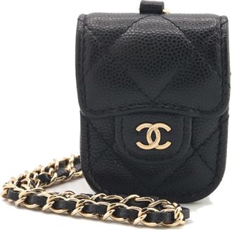 Chanel Black Grained Calfskin Phone Wallet (Pre-Owned)