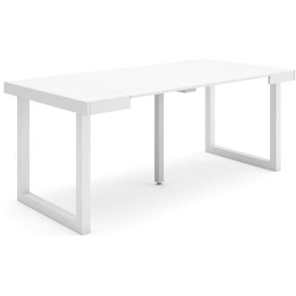 Skraut Home Consolle allungabile, Tavolo consolle allungabile, 180, Per 8 persone, Gambe in legno, Stile moderno, Bianco - Skraut Home
