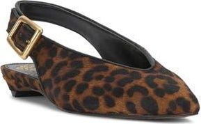 Vince Camuto Valther Genuine Calf Hair Pointed Toe Flat in Camel/Black at Nordstrom Rack, Size 6.5