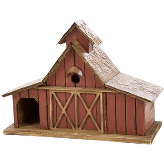 Glitzhome 20.75L Extra-Large Rustic Wood Barn Birdhouse in Red at Nordstrom