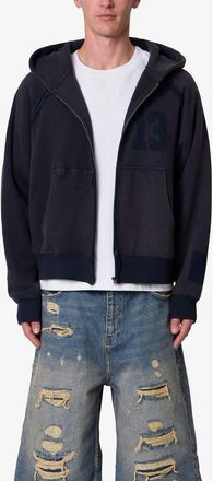mnml Half and Half Full Zip Hoodie in Washed Black at Nordstrom, Size Xx-Large