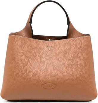 Tod's T-logo Grained Leather Tote Bag