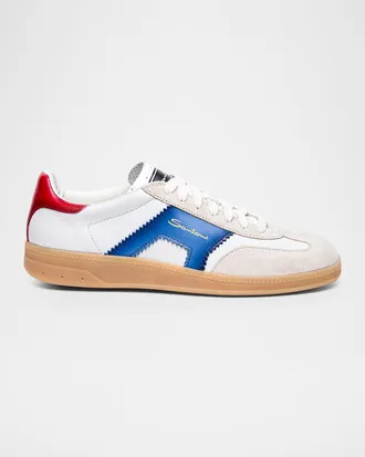 Santoni DBA Mixed Leather Low-Top Sneakers