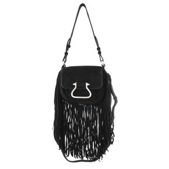 Roberto Cavalli Black Fringe Bucket Bag