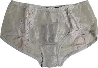 Dolce & Gabbana Bottoms, female, Gray, Size: S Gray Floral Lace High Waist Panty