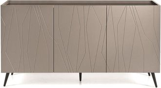 Capodarte Madia 160 cm in legno Tortora 3 ante con top vetro e 5 piedini - tigua