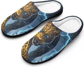 Generic Wild Leopard Mens Slippers Comfortable And Non-slip Cotton Slipper Shoe for House