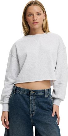 Cotton On Womens Cropped Fleece Sweatshirt in Soft Grey Marle at Nordstrom, Size Xx-Small