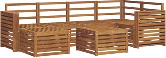 vidaXL Conjunto De Sof&aacute;s De Exterior 7 Uds. Natural Poli&eacute;ster Vidaxl