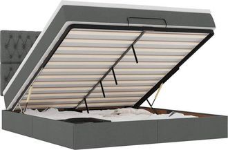 vidaXL Vidaxl - Estructura Cama Otomana Colch&oacute;n Tela Gris Oscuro 180x200cm