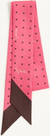 Valentino Garavani Stelline e Firma Starry silk bandeau scarf Woman CORAL/CHOCOLATE UNI