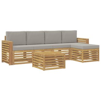 vidaXL Set Di Divani Da Esterno 6 Pz Bianco E Grigio Chiaro Poliestere Vidaxl