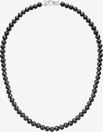 Dower & Hall Mens Black Freshwater Pearl Necklace in Sterling Silver at Nordstrom, Size 20