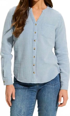FDJ Button Long Sleeve Shirt In Blue Jean