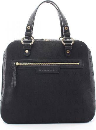 Bulgari Logo Mania Canvas Leather Handbag