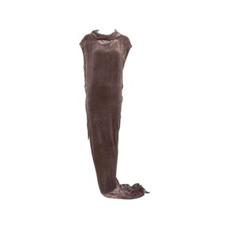 Rick Owens Kleedjes, Dames, Bruin, M, Jurk met hoge hals en draperie