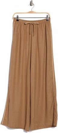 Max Studio Side Stripe Linen Blend Wide Leg Pants in Mocha at Nordstrom Rack, Size X-Small