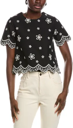 Gracia Embroidered Eyelet Crop Top