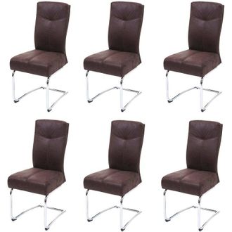 Hhg Hhg - Nunca Usado] Lote De 6 Sillas De Comedor 710, Silla De Cocina Basculante, Aspecto Ante Textil, Marr&oacute;n