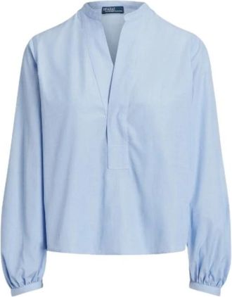 Polo Ralph Lauren Klassieke Katoenen Poplin Blouse - Dames - Blouses - Blauw - XS - Katoen - Overhemden