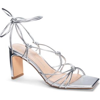 Chinese Laundry Yita Metallic Ankle Wrap Sandal in Silver at Nordstrom, Size 10