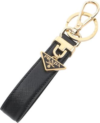 Prada FW25 Saffiano Keychain Black Gold 1PP185-053-F0002
