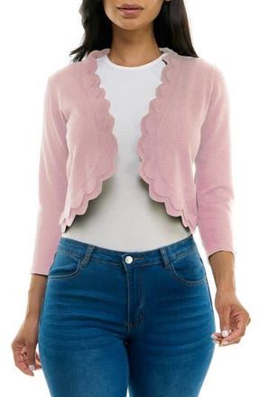 Nina Leonard Scalloped Bolero Shrug Sweater in Blush at Nordstrom Rack, Size X-Large
