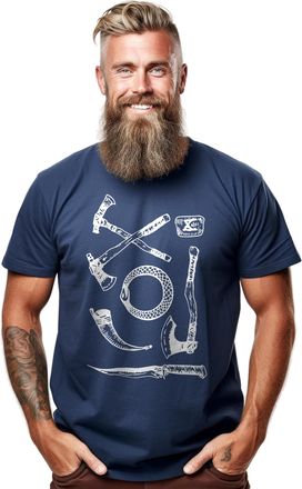 Generic PrintBar 020 Axes Knives Ring Viking t-Shirt - Funny and Fierce! Unleash Your Inner Warrior and Conquer The World with Style. Valhalla Awaits! Navy