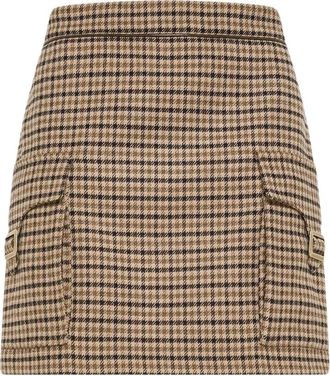 Seventy Plaid Mini Rok - Dames - Korte rokken - Beige - M - Wol - Rokken