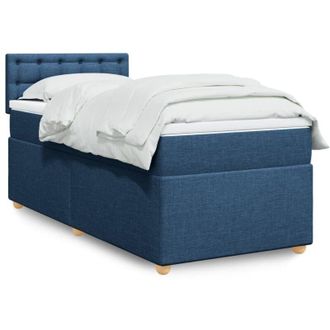 vidaXL Cama Box Spring Con Colch&oacute;n Tela Azul 100x200 Cm Vidaxl