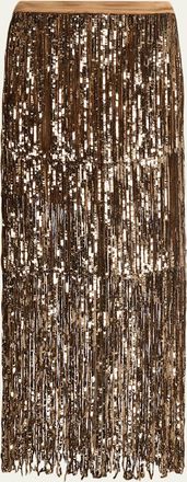 TWP Laurel Trapped Fringe Sequined Skirt