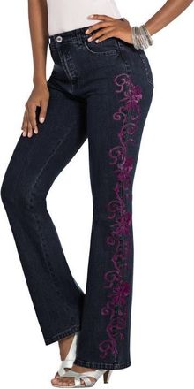 Roaman's Plus Size Whitney Jean with Invisible Stretch in Dark Berry Swirl Embroidery at Nordstrom, Size 24
