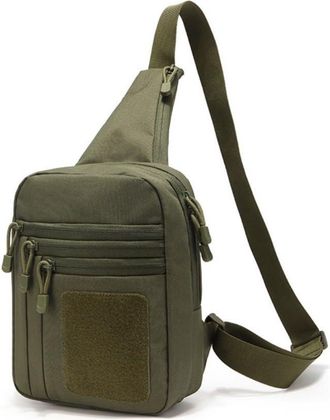 Generic Travel Shoulder Bag Multi-layer Phone Pocket Adjustable Strap Outdoor Chest Bag Phone Pouch Breathable Climbing Crossbody Bags(Green)