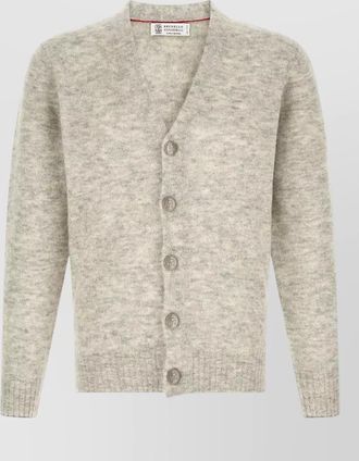 Brunello Cucinelli alpaca cashmere v-neck ribbed cardigan
