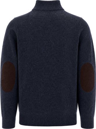 Barbour Mens Half Zip Jumper Essential Patch Dark Indigo Wool Jumpers Sweater