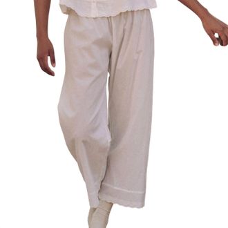 The Great. Womens The Eyelet Easy Sleep Pant In True White