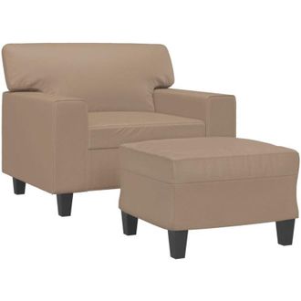 vidaXL Sill&oacute;n Con Taburete Cuero Sint&eacute;tico Color Capuchino 60 Cm Vidaxl