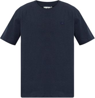 Etro T-shirt met logo patch - Heren - T-shirts - Blauw - M - Katoen - Tops
