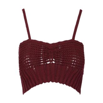 Forte_Forte Cable Knit Crop Top - female - Forte Forte - Sleeveless Tops - Red - M - Tops